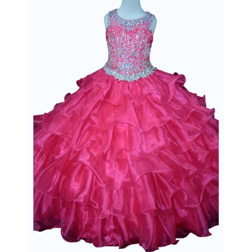 NEW LITTLE ROSIE girl's long pageant dress in strawberry